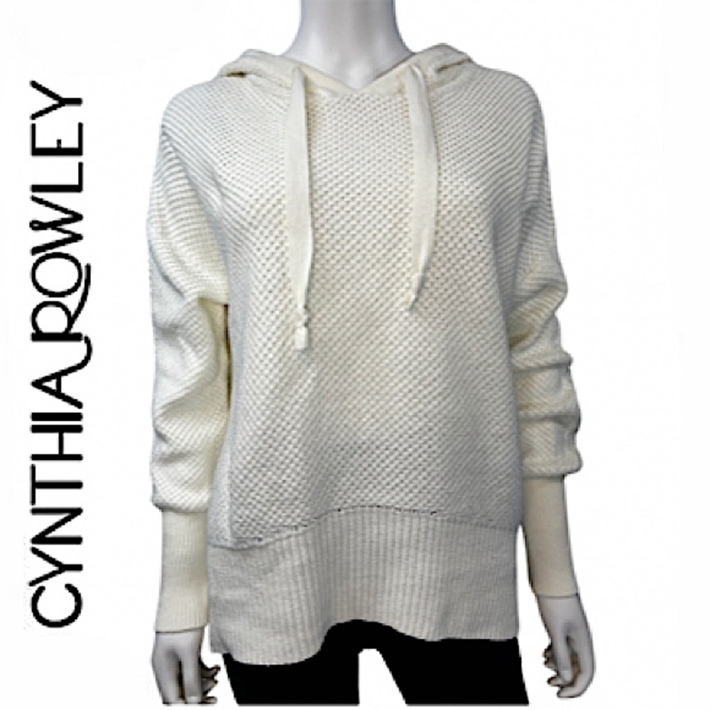 Cynthia Rowley.Active.NWOT. Beautiful Cotton blend waffle knit hoodie. Ivory. M